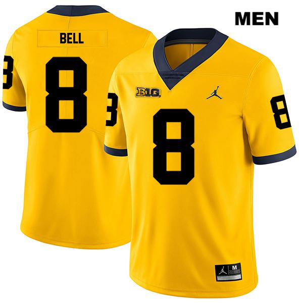 Men's NCAA Michigan Wolverines Ronnie Bell #8 Yellow Jordan Brand Authentic Stitched Legend Football College Jersey YZ25T38AV
